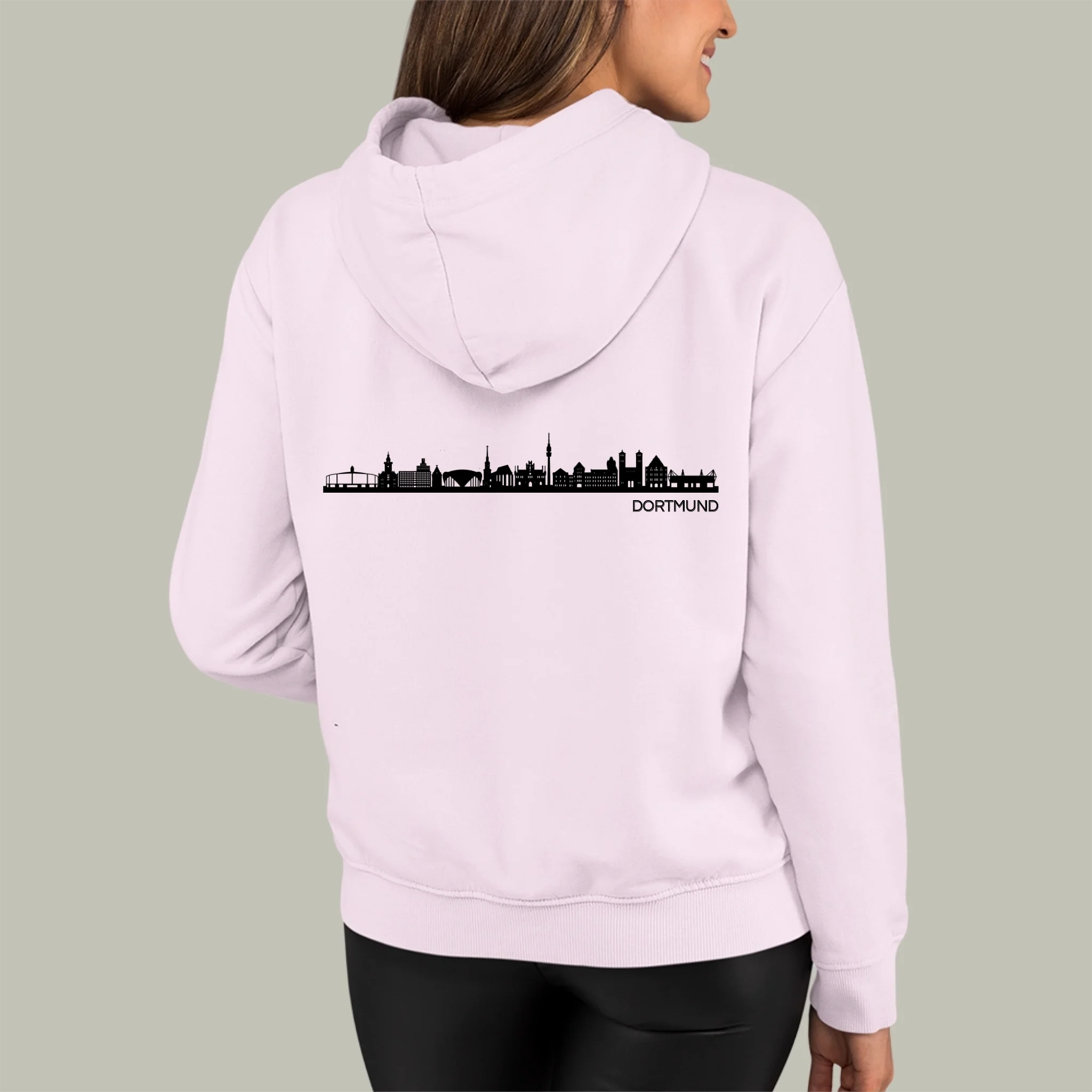 Skyline – Personalisierbarer Hoodie mit deiner Stadt-back-rosa